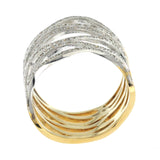 1.24 CT Diamonds in 18K White & Yellow Gold Open Waves Band Ring