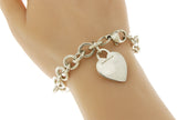 Auth Tiffany & Co 925 Sterling Silver Heart Tag Charm Bracelet Size 7" » U28