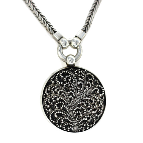 Auth Lois Hill 925 Sterling Silver Filagree Round Necklace Size 14"-16" »U22