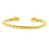David Yurman 18K Gold Renaissance Pink Tourmaline Smoke Topaz Cuff Bracelet 6.5"