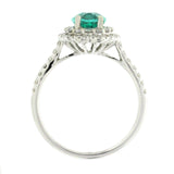 1.28 CT African Emerald & 0.79 CT Diamonds in 18K White Gold Engagement Ring