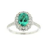 1.28 CT African Emerald & 0.79 CT Diamonds in 18K White Gold Engagement Ring