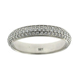 18K White Gold Pave 1.10 CT Diamond Wedding Band Eternity Ring  Size 8.5