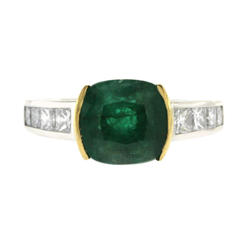 3.20 CT Zambian Emerald & 0.94 CT Diamonds in 18K Gold Engagement Ring