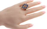 3.10 CT Sapphires & 0.61 CT Diamonds in 18K Rose Gold Engagement Ring