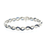 9.59 CT Natural Blue Sapphire & 0.86 CT Diamonds 18K White Gold Bracelet 7"