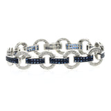 16.94 CT Natural Blue Sapphire & 1.00 CT Diamonds 18K White Gold Bracelet 7"