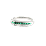0.38 Emerald & 0.27 CT Diamonds in 18K Gold Wedding Band Ring