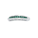 0.38 Emerald & 0.27 CT Diamonds in 18K Gold Wedding Band Ring
