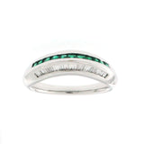 0.38 Emerald & 0.27 CT Diamonds in 18K Gold Wedding Band Ring