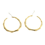 Auth GUCCI 18K Yellow Gold Large Bamboo 2.2" Hoop Earrings »U421
