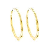 Auth GUCCI 18K Yellow Gold Large Bamboo 2.2" Hoop Earrings »U421