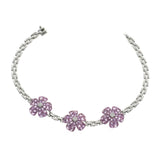 20.35 CT Natural Pink Sapphire & 0.38 CT Diamonds 18K White Gold Bracelet 7.5"