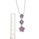 0.63 CT Diamonds 5.68 CT Pink Sapphire 14K White Gold Flower Necklace 16"