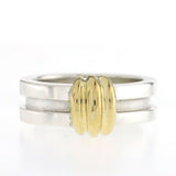 Tiffany & Co. 925 Sterling Silver 18K Gold Atlas Groove Band Ring Size 7